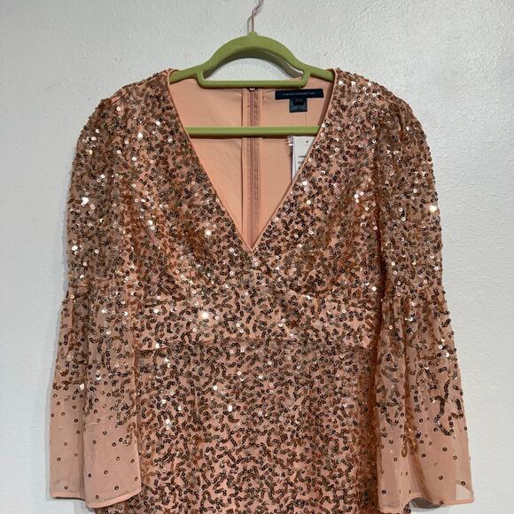 French Connection Dusty Pink Cellienne Sequin Mini Dress Sz 8 NWT - Picture 3 of 14